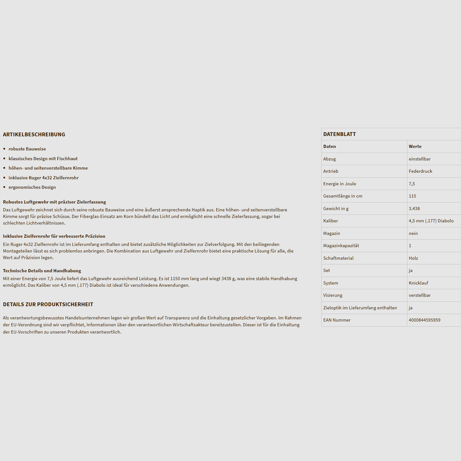 Luftgewehr Ruger Airscout Rancher