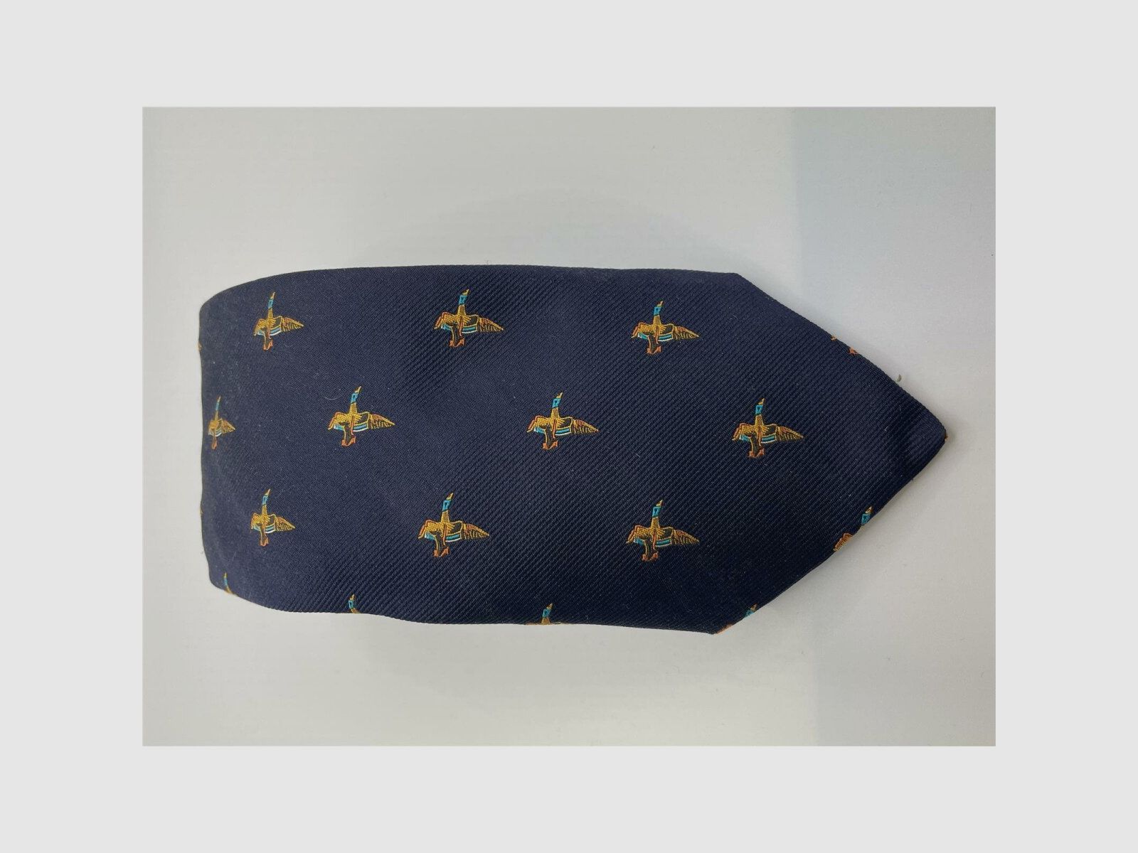 Robert Keyte Krawatte 100% jedwab niebieski motyw kaczki