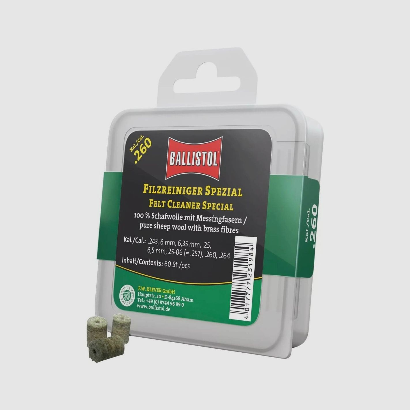 Feutres de nettoyage de canons Ballistol Special 60 pièces cal. 6,35/6,5/.243