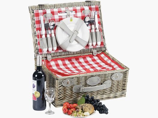 Lovergreen picnic motif picnic basket for four people Marly red and white