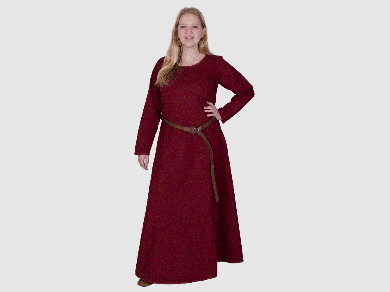 Schlichtes Mittelalterkleid Afra aus festem Canvas, weinrot