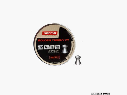 NORMA – GOLDEN TROPHY FT 5,5MM (.22) 1,03g 15,9gr ENERGÍA | <24JOULE (200 UDS)
