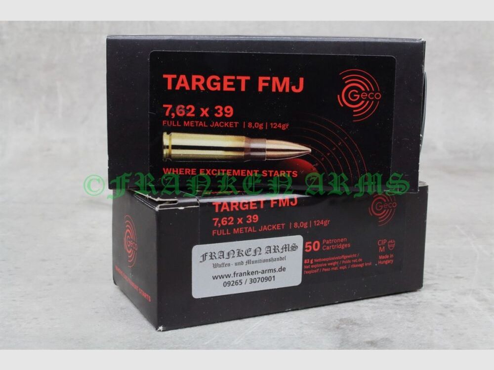 Geco Target 7,62x39 124gr. 8,0g 50 Stück Staffelpreise