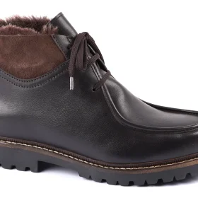 dirndl & bua stivaletti da uomo con pelliccia di agnello in marrone scuro, immagine 2 di 4