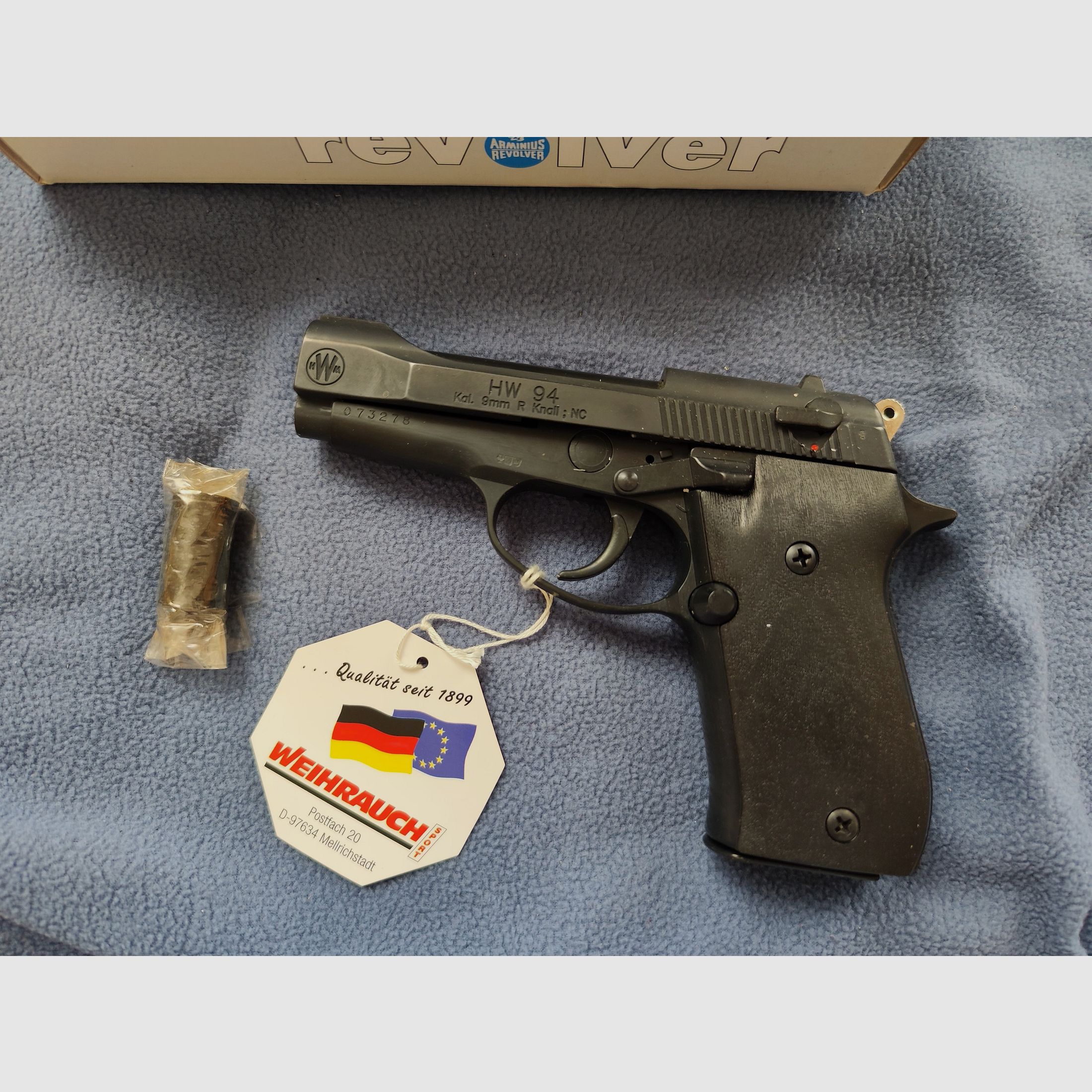 Weihrauch HW 94 kal. 9 mm R Knall NC blue Arminius revolver pistolet OVP