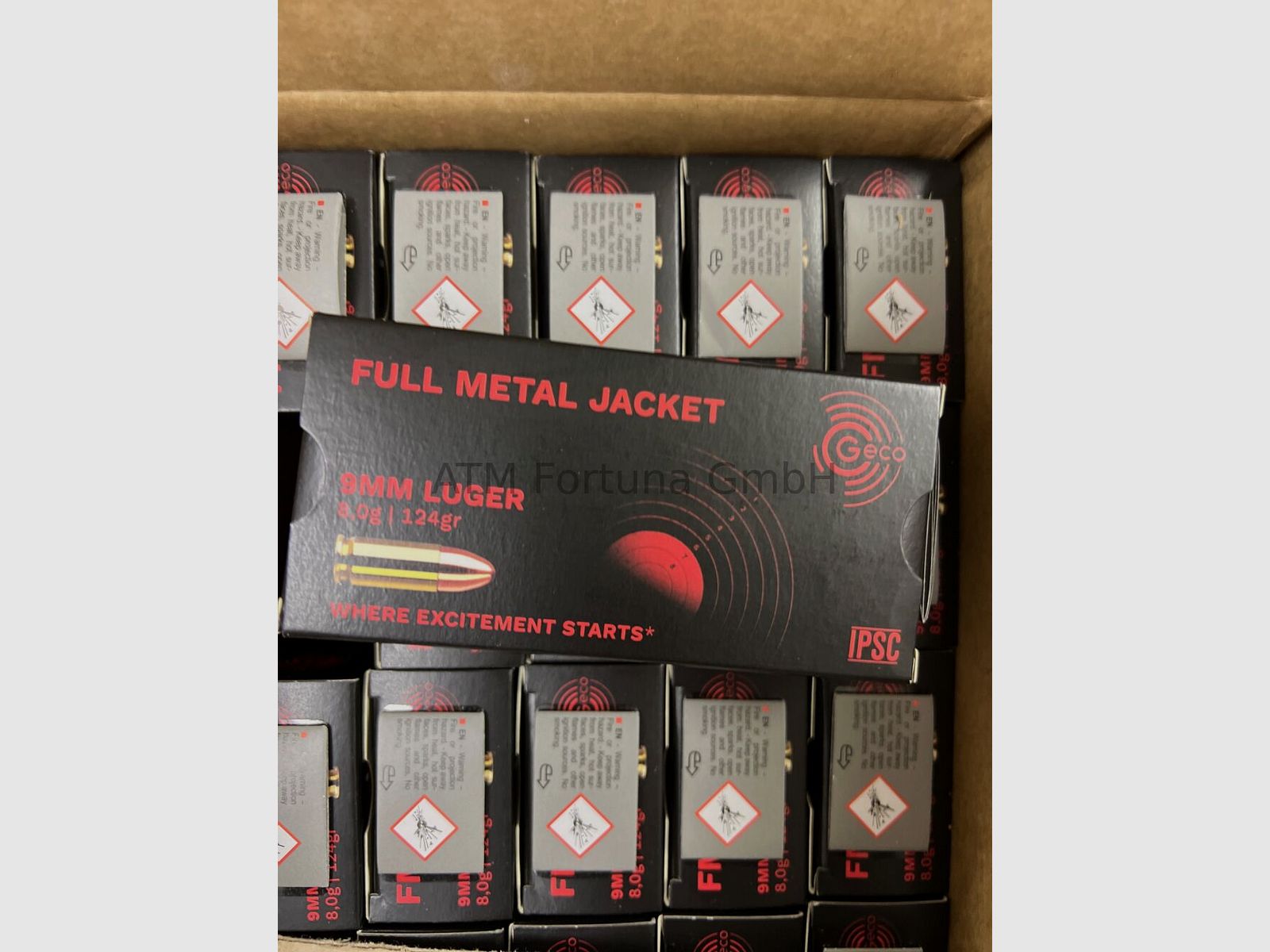 GECO 1000 pieces 9 mm Luger full metal jacket 8.0g/124grs.