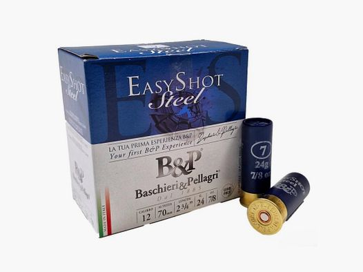 Box mit 25 Patronen B&P Easy Shot Stahl (Stahl) 28G Kal. 12/70 Pb 7.5