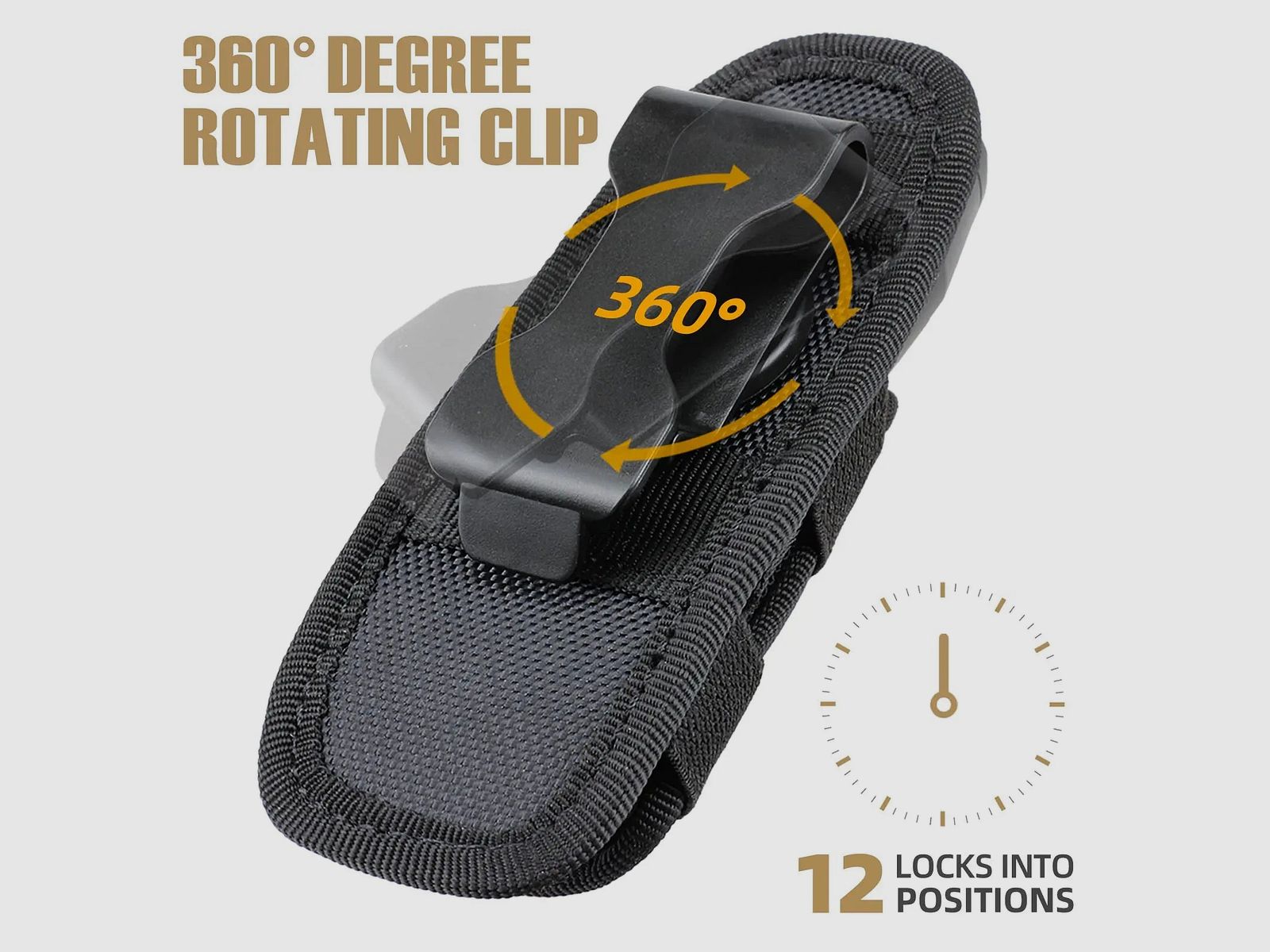 Taktisches Taschenlampen-Holster – 360° drehbar, MOLLE-kompatibel & universell einsetzbar