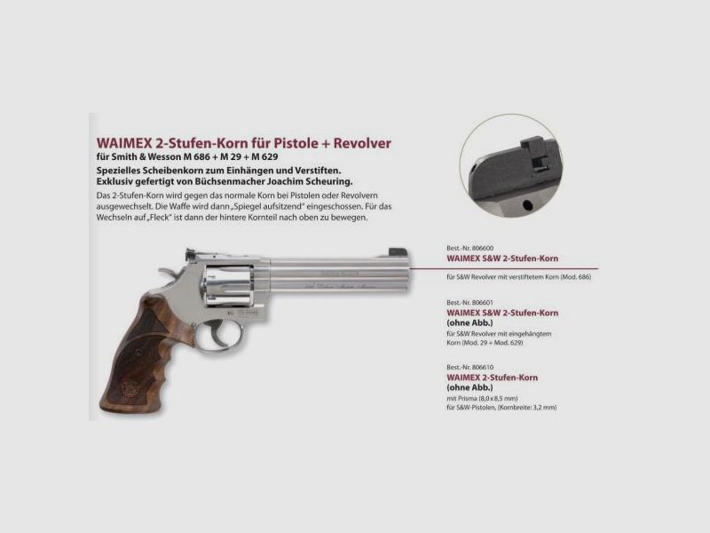 WAIMEX Korn f. S&W Pistolen mit Prisma 2-Stufen-Korn (3,20mm breit)