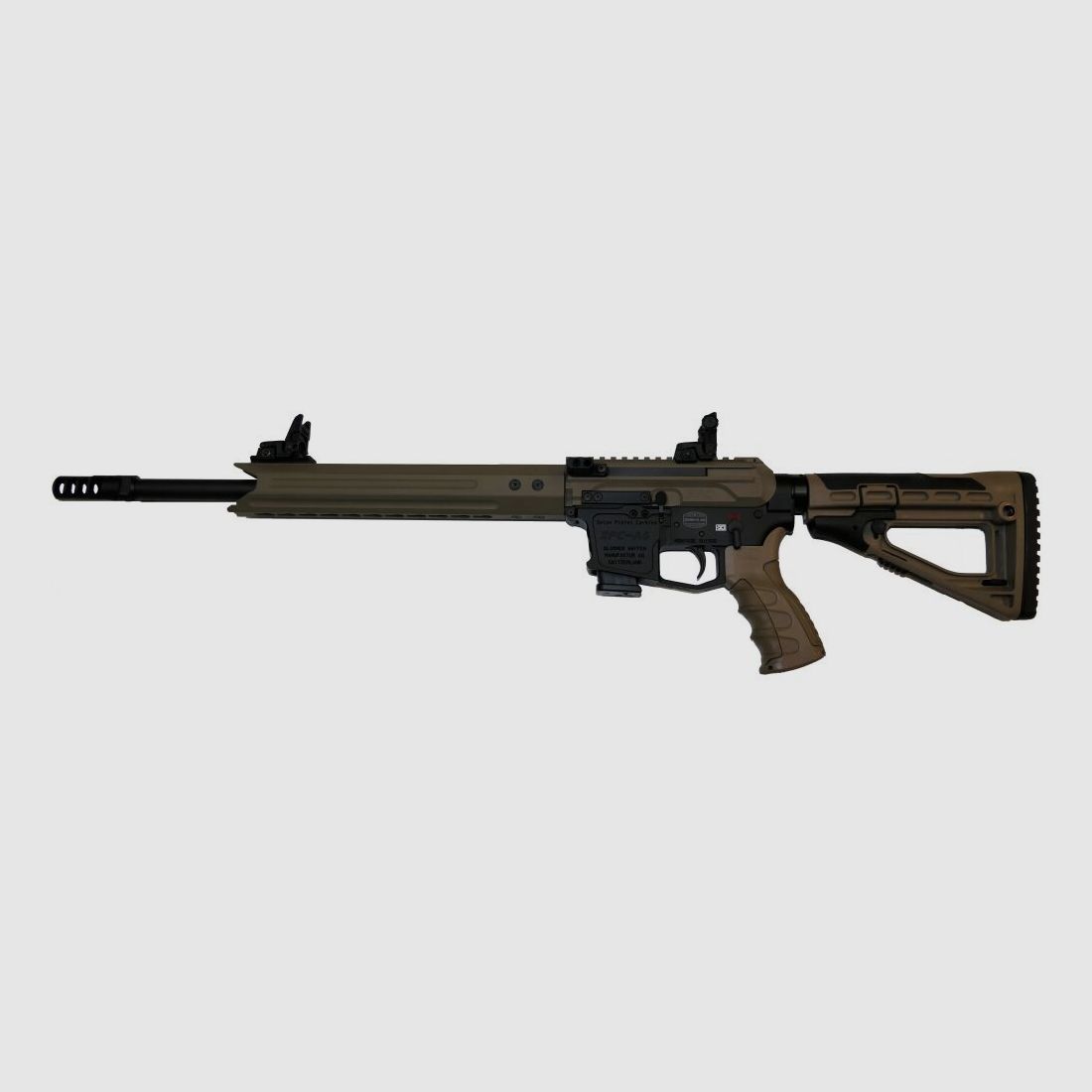 GWMH Selbstladebüchse GWMH SPC-SPORTER A4 17" (SWISS PISTOL CARBINE) FDE Kal.9x19 AR15 Glock Magazin