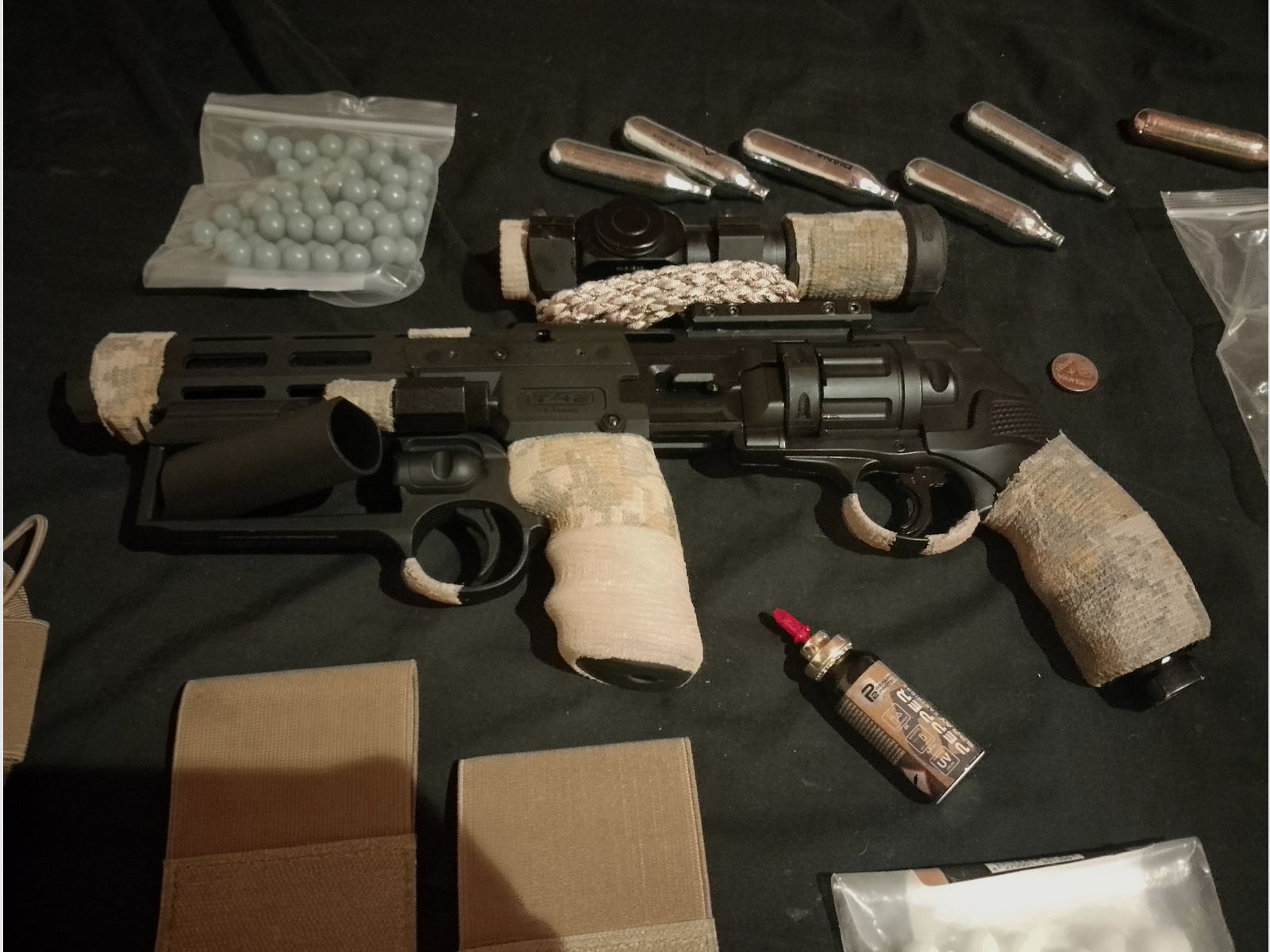 Actualización Long T4e HDR50 Tactical Rifle Kit Punto Rojo Láser Balas de Goma RAM Paintball Markierer Cal .50 Set Cápsulas CO2 Revolver Lanzador de Pimienta cañón largo Red DOT, imagen 4 de 6