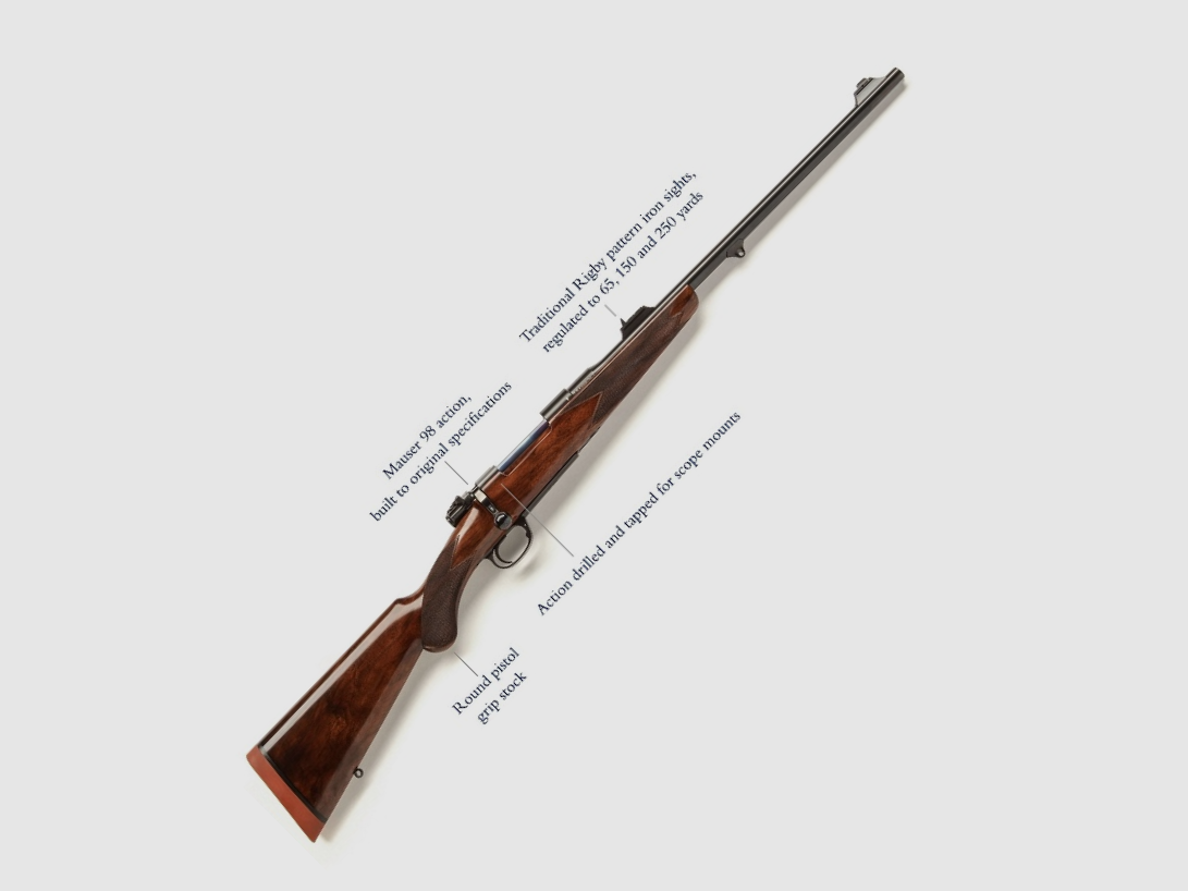 Der neue Rigby Highland Stalker 7×57 hat die Schaftkonstruktion Modell „Wales-Prinz“ aus hochwertigem Nussbaum.