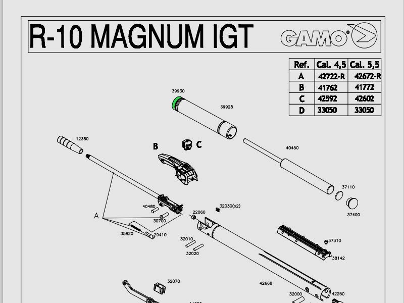 Kolbendichtung fĂĽr Luftgewehr Gamo Replay 10 Magnum IGT und IGT 1 Modelle, Ersatzteil
