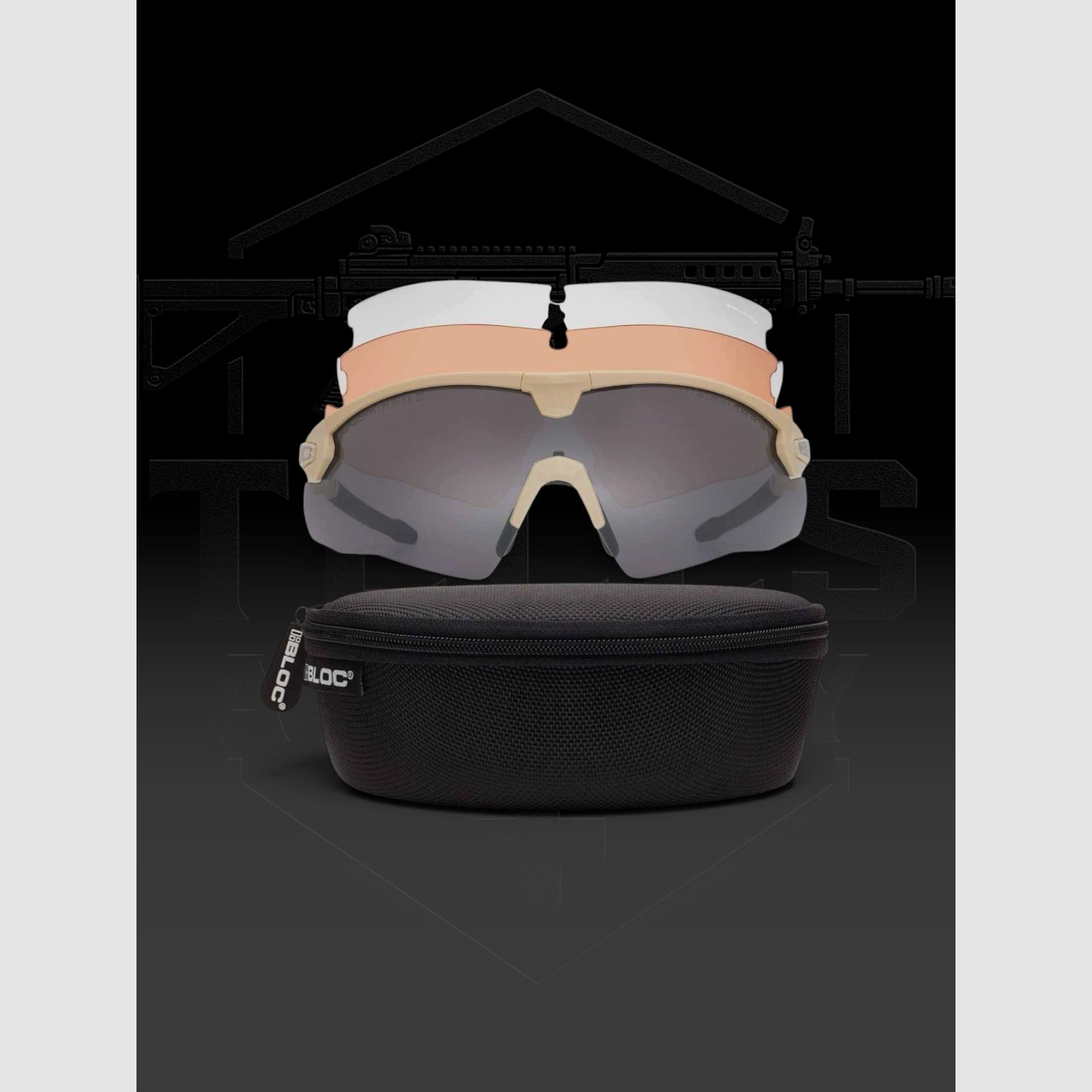 BLOC Lynx Ballistic Antifog beschermbril, set met 3 lenzen, FDE, afbeelding 1 van 3