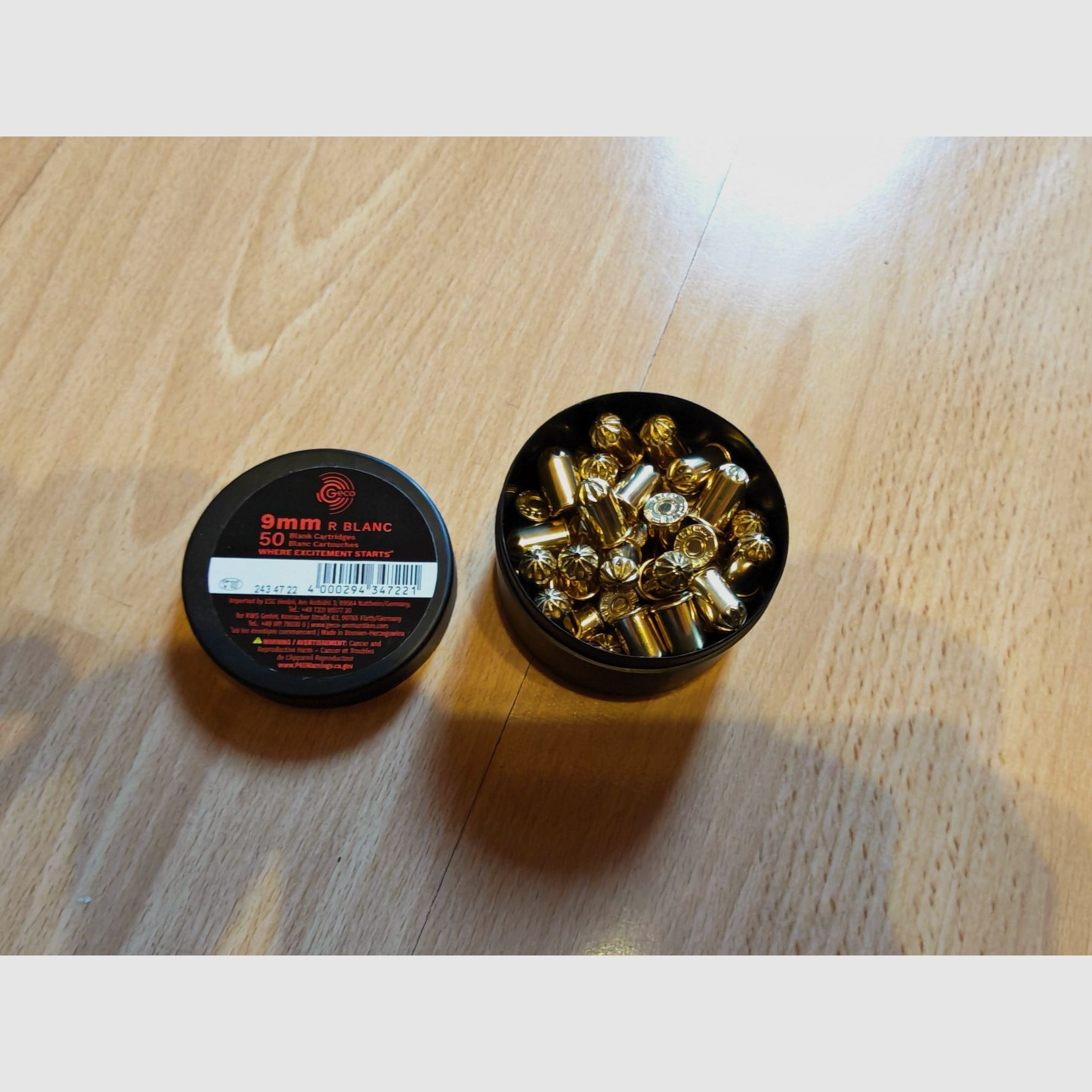 Geco 9 mm RK R.K. revolver blank cartridge / cartridge | NC powder | a total of 11 x 50 piece cans | NEW | Currently hard to obtain!