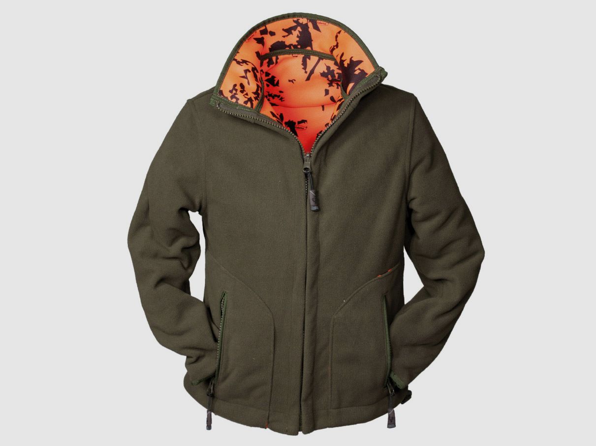 Hubertus veste polaire réversible haute visibilité pour enfants, olive/orange, image 1 sur 2