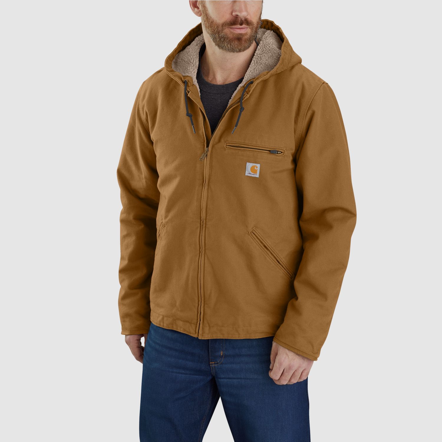 Chaqueta Carhartt de pato lavado forrada de Sherpa, para hombre, marrón Carhartt®, XL