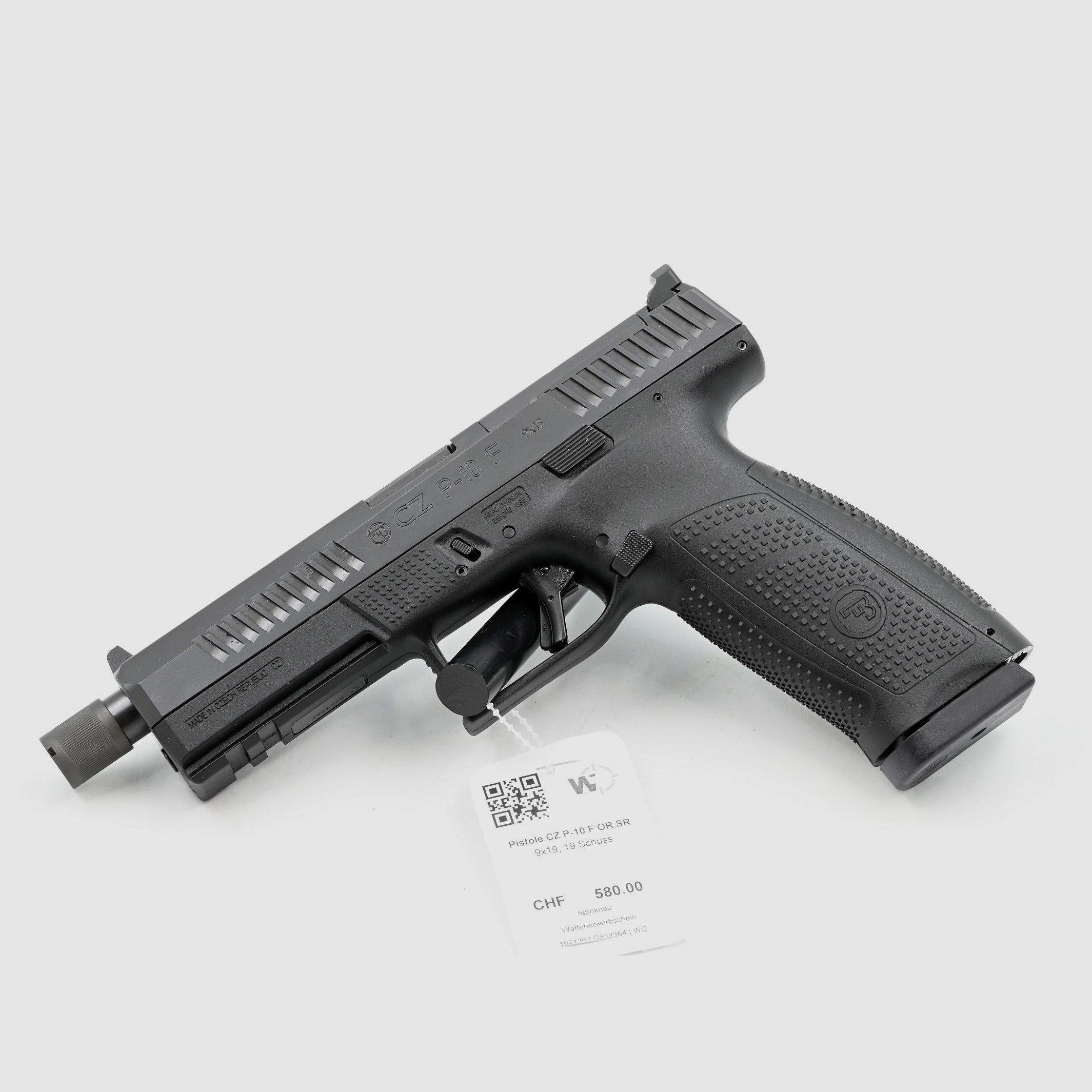 CZ P-10 F OR SR pistol, 9×19, 19 rounds, Optic Ready, threaded barrel, image 1 of 2