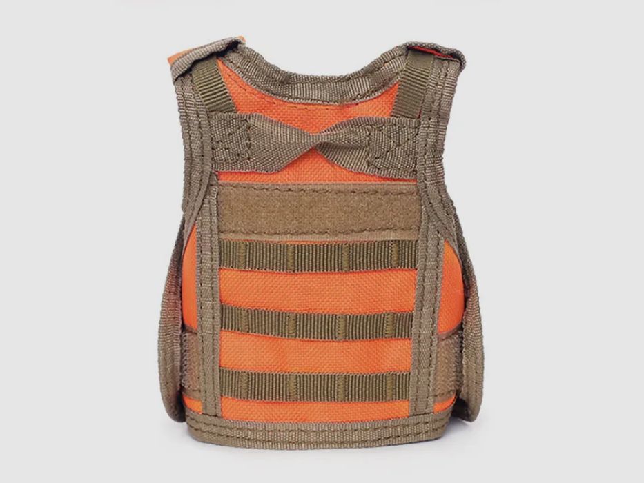 Mini protective vest for beer bottle / wine bottle / thermos bottle - orange red