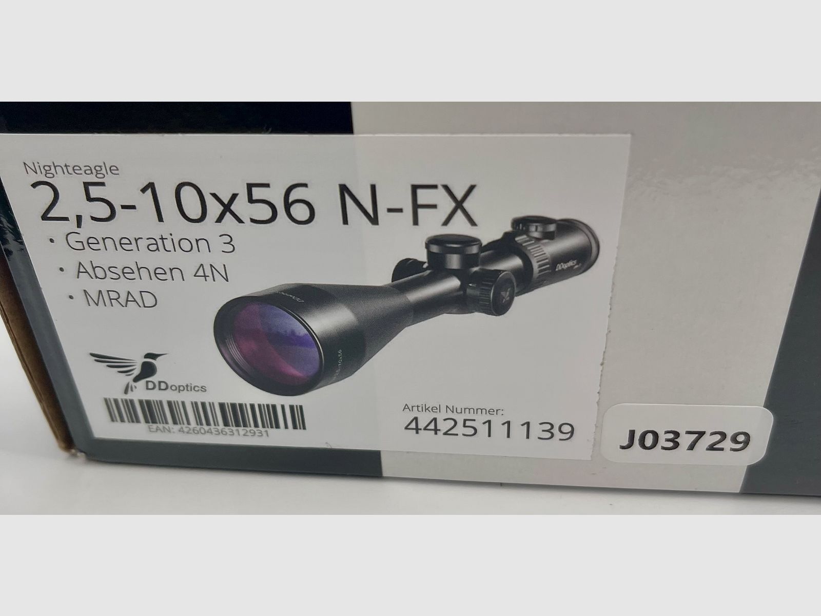 DDoptics NightEagle N-FX scope 2.5-10x56 Gen 3 MRAD with adapter