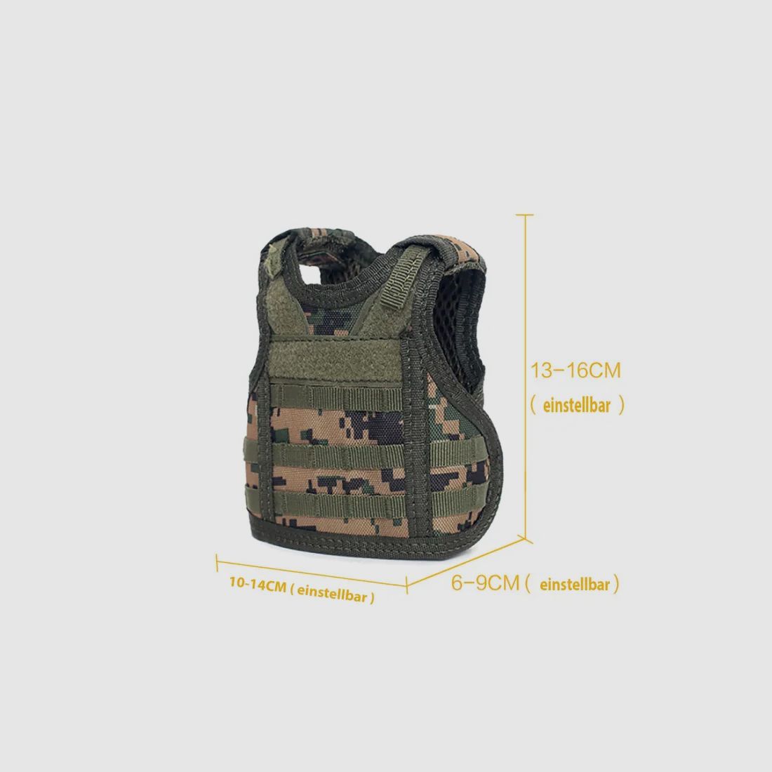 Mini Schutzweste für Bierflasche / Weinflasche / Thermosflasche - Digital-Woodland