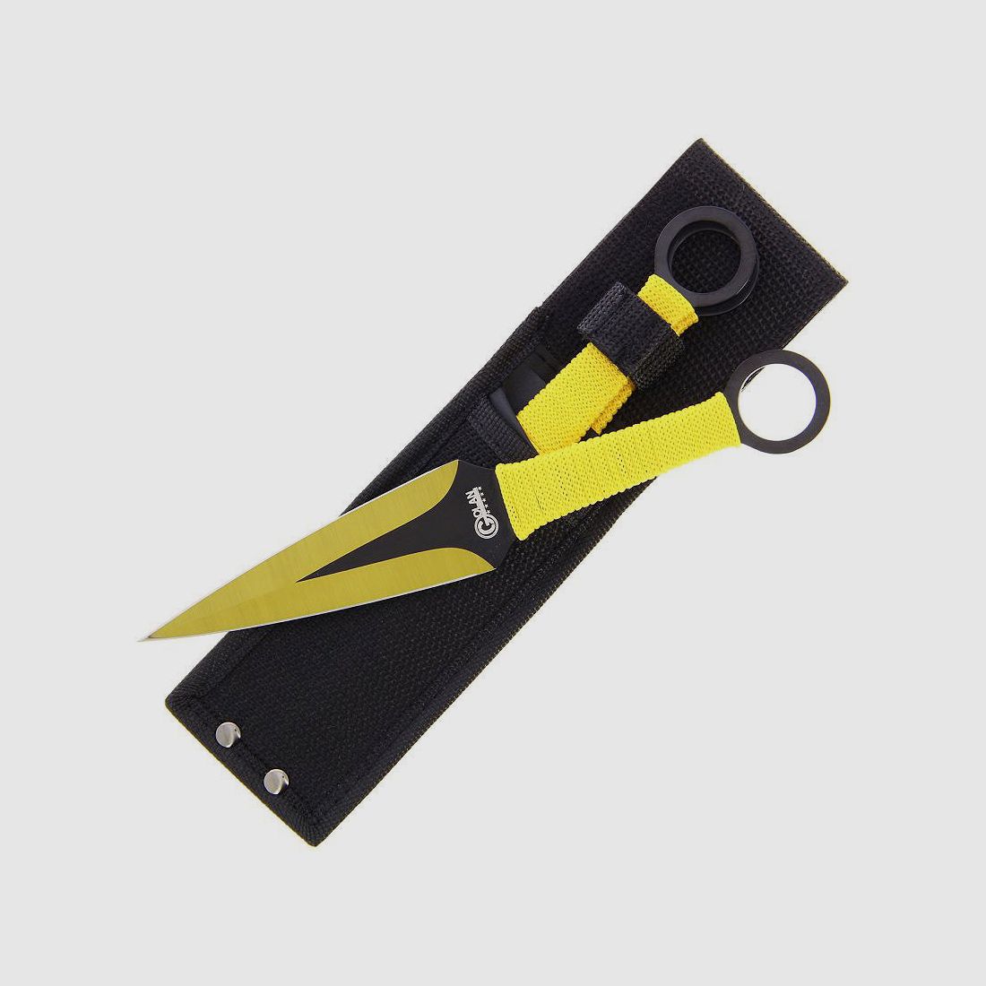 Kunai 2-delige werpmes set geel