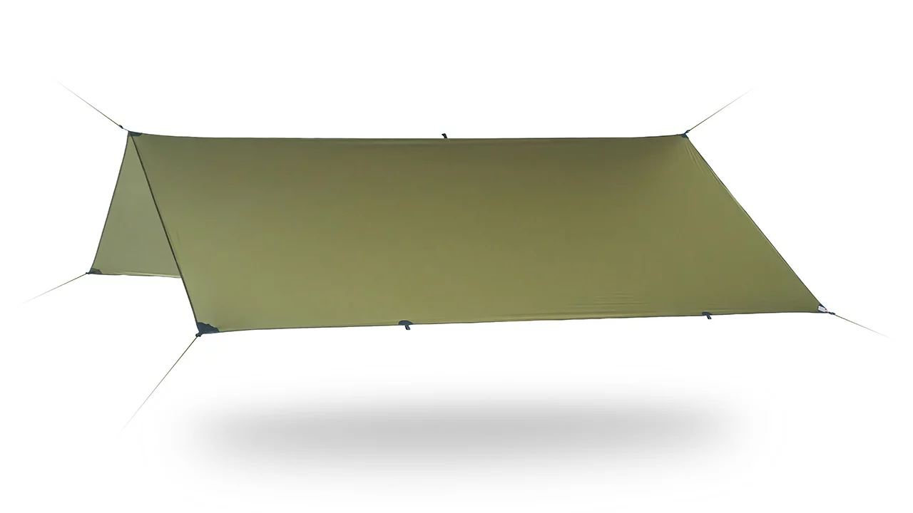Tarp turystyczny płachta biwakowa 3m x 3m Lesovik GROZA Crocodile ultra lekki oliwkowy (groza-croc), zdjęcie 2 z 14