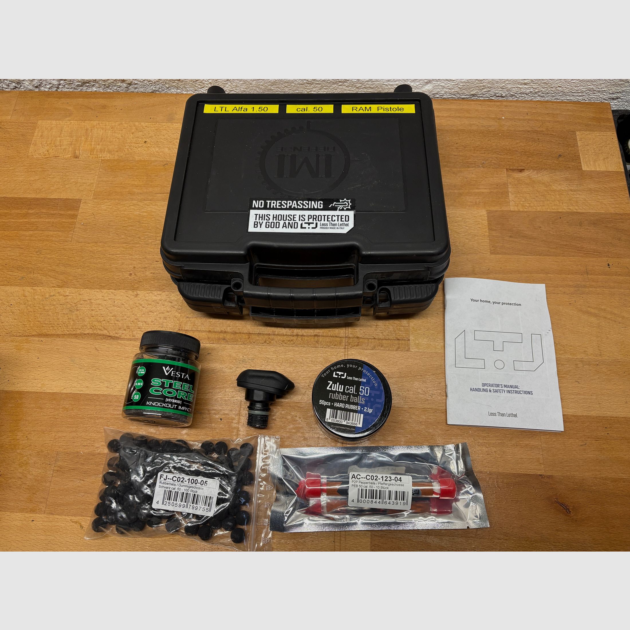 LTL Alfa 1.50 Co2-Pistole cal .50 Defense Training Marker (P18) mit Munition + CO² Patronen 