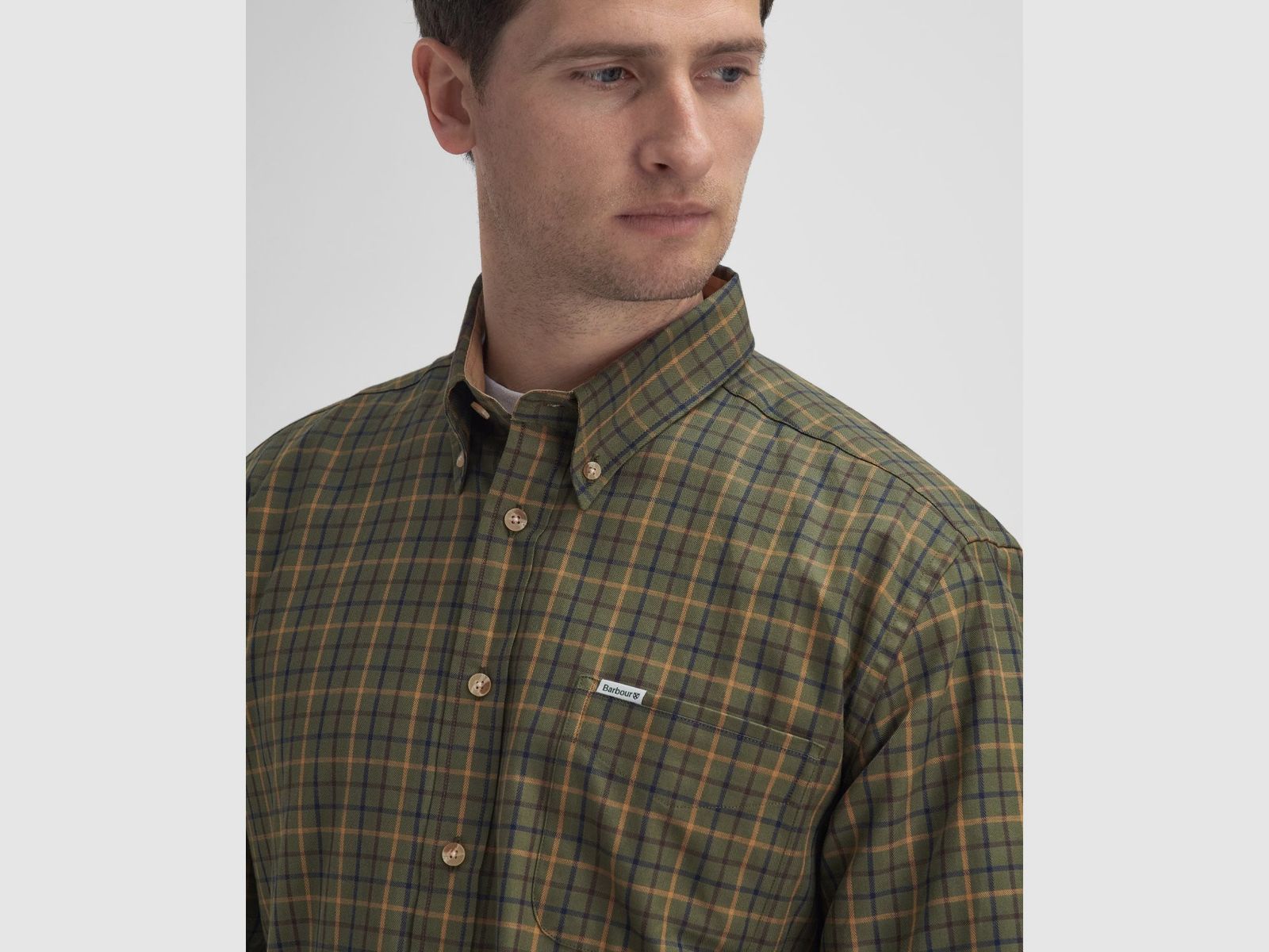 CAMICIA BARBOUR Tattersall Verde Oliva Comfort Fit