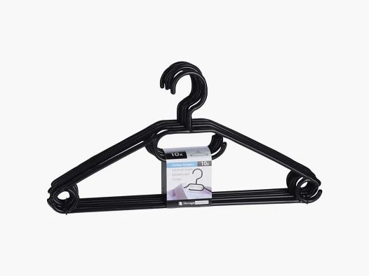 10 schwarze Kleiderbügel mit drehbarem Kopf - 40 cm