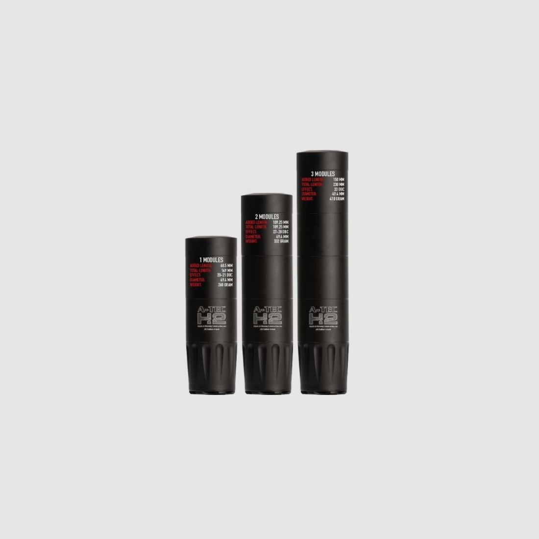 Silencieux A-TEC Hertz H2 .375, 9.5mm, Filetage M18x1 (nécessite un adaptateur de filetage), image 2 sur 2