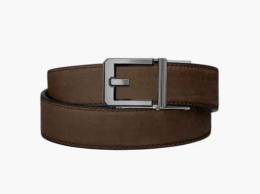 Coffee Buffalo Leather Gun Belt 1.5'' with X3 Gunmetal Buckle