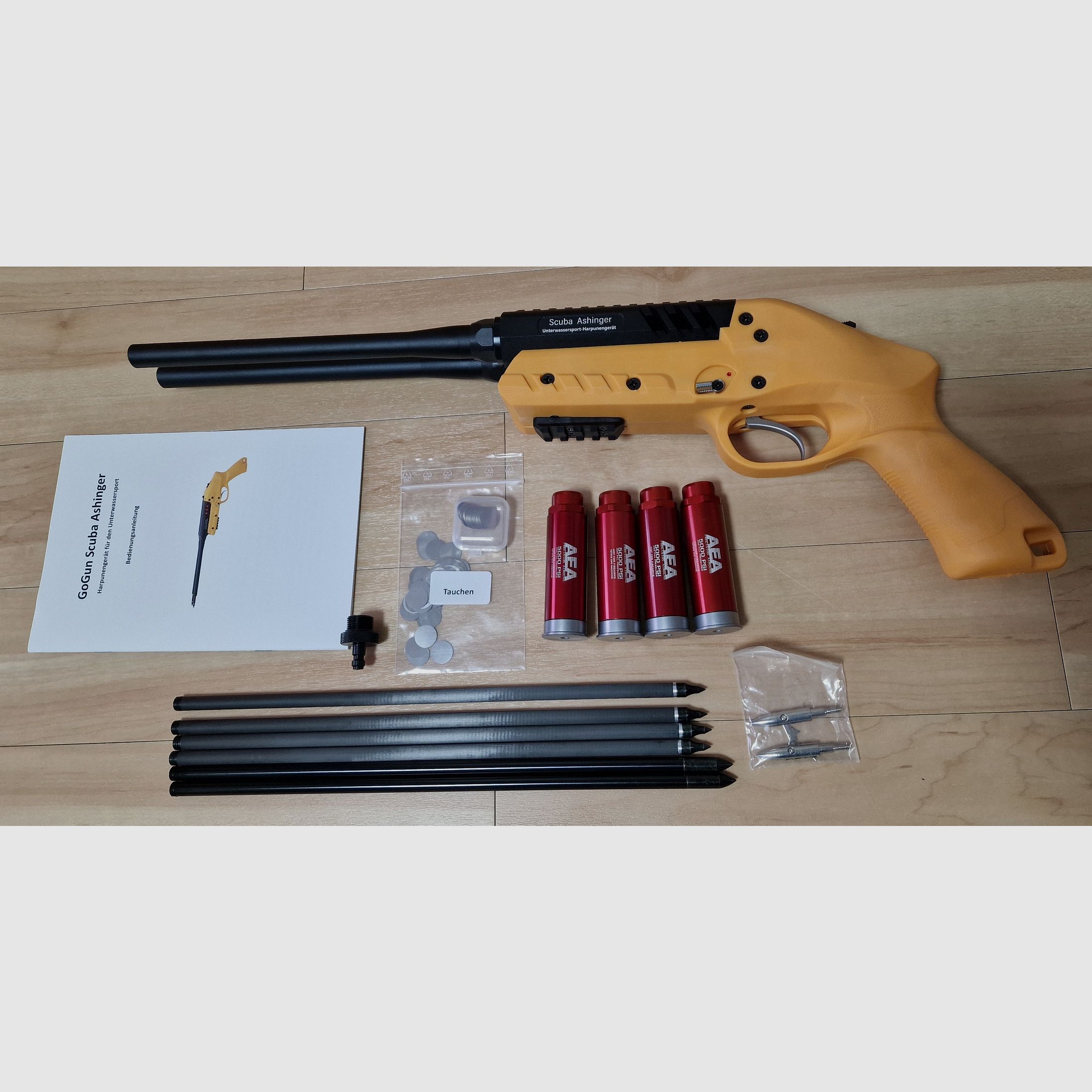 Gogun Scuba Ashinger AEA Harpune inkl. Zubehör Neu & Unbenutzt