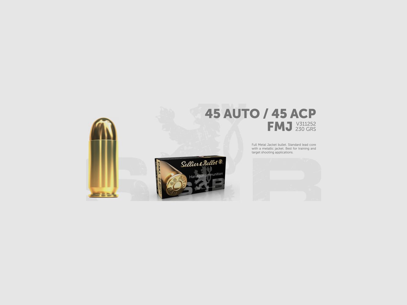 45 AUTO / 45ACP SELLIER & BELLOT (PACKUNG MIT 50 PATRONEN) FMJ 230GR, 14,9G