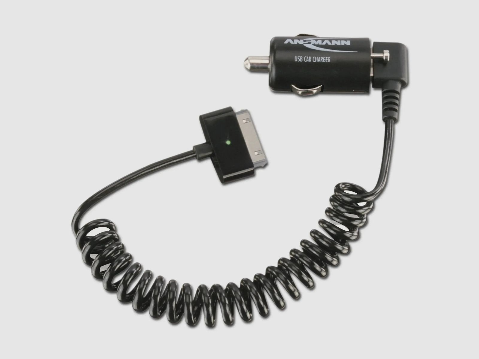 Ansmann caricabatterie USB per auto & cavo a spirale Apple® 2.1A