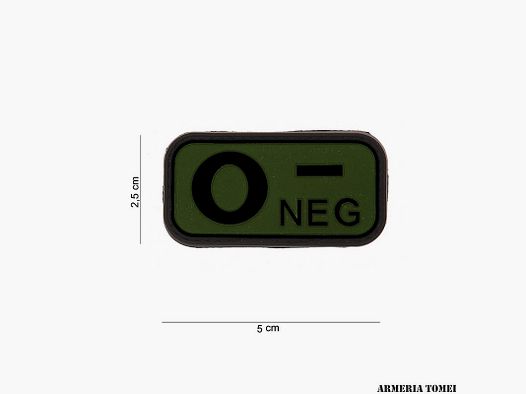 PATCH – 3D PVC 4 GRUPPO SANGUIGNO 0- NEGATIVO VERDE #13030