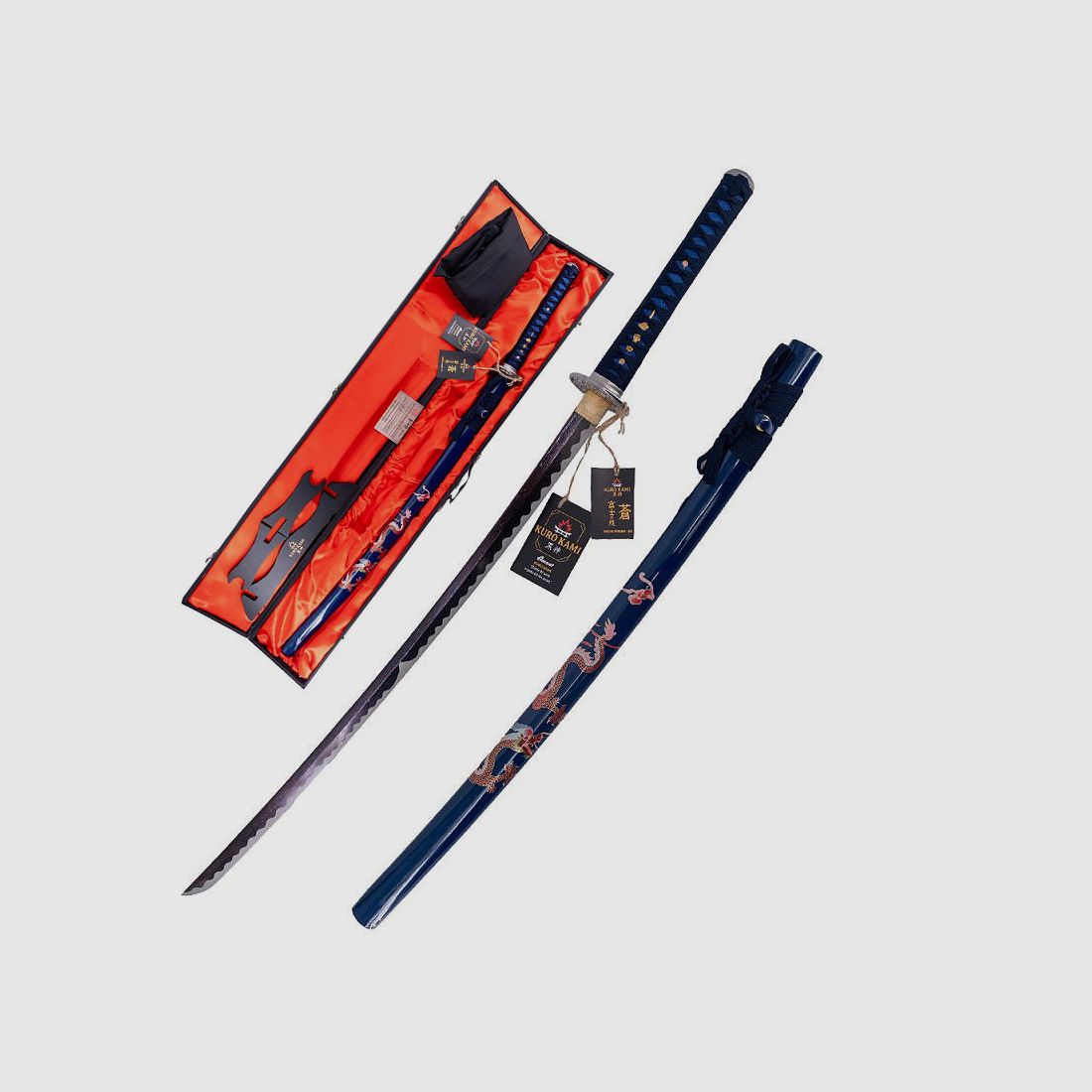 Samurai Katana Damast mit Drachenmotiv