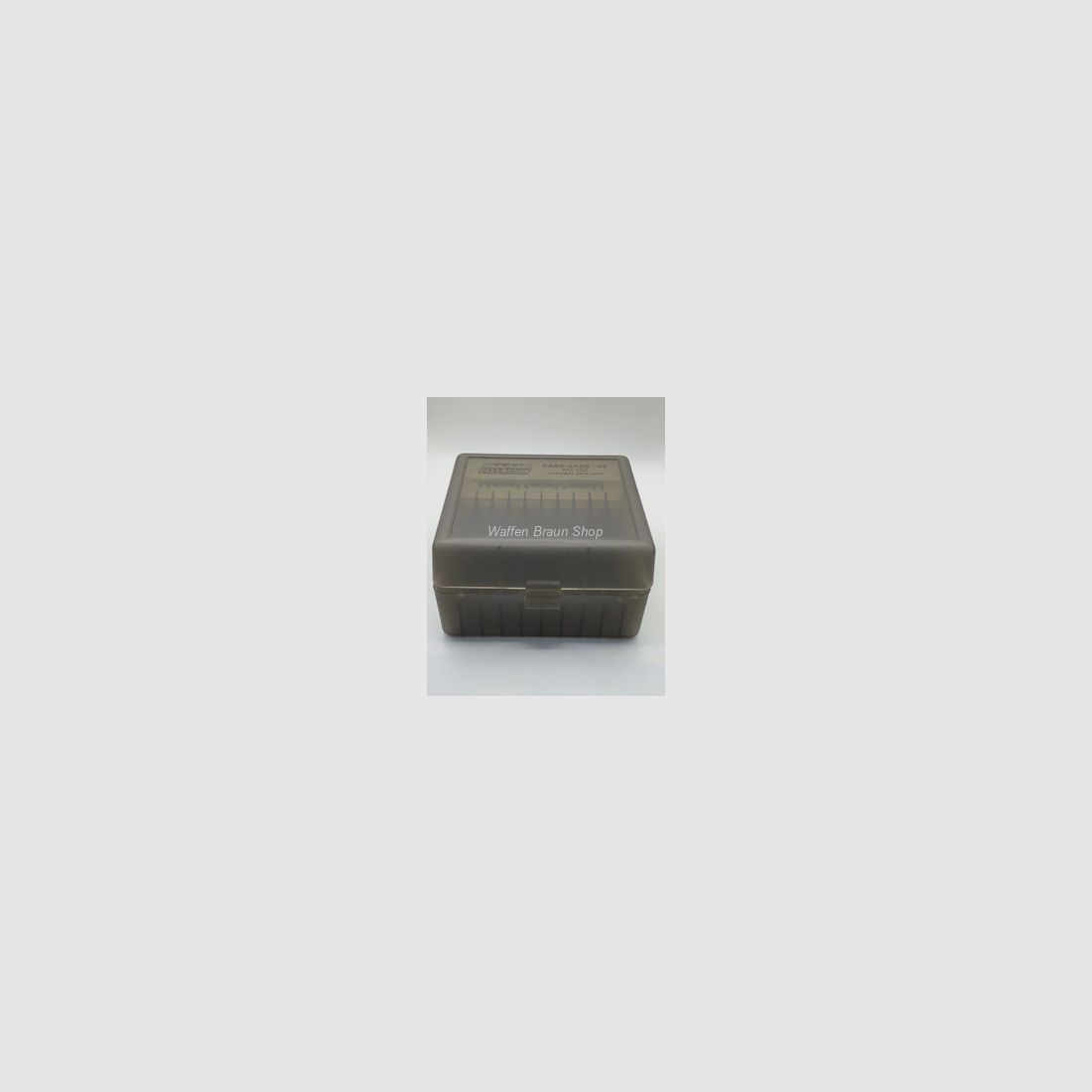 MTM Patronenbox mit Klappdeckel 100RDS Transparent/ Grau f. Kaliber .22-250/.308/243/.220