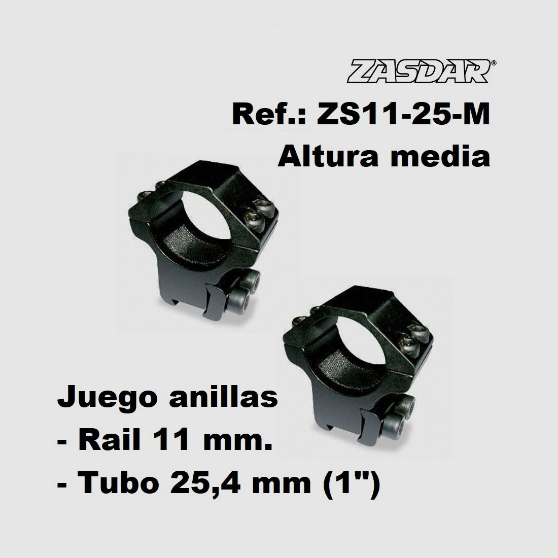 Montages Zasdar Hauteur Moyenne Ø25 mm / rail 9 – 11 mm