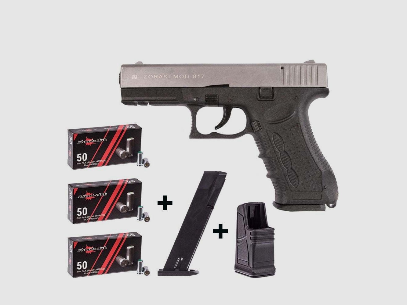 Zoraki	 Zoraki 917 Matt Chrom 9 mm P.A.K. Platzpatronen-Set
