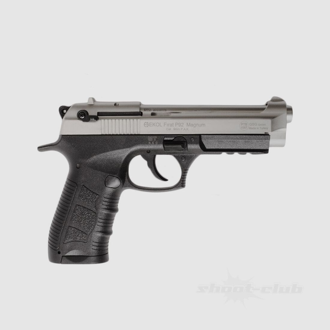 Ekol P92 Magnum Schreckschusspistol 9mmPAK Nickel Platzpatronen