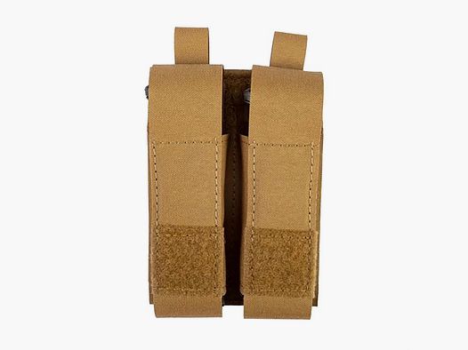 GREY GHOST GEAR DOUBLE PISTOL MAGNA MAG POUCH LAMINATE COYOTE BROWN