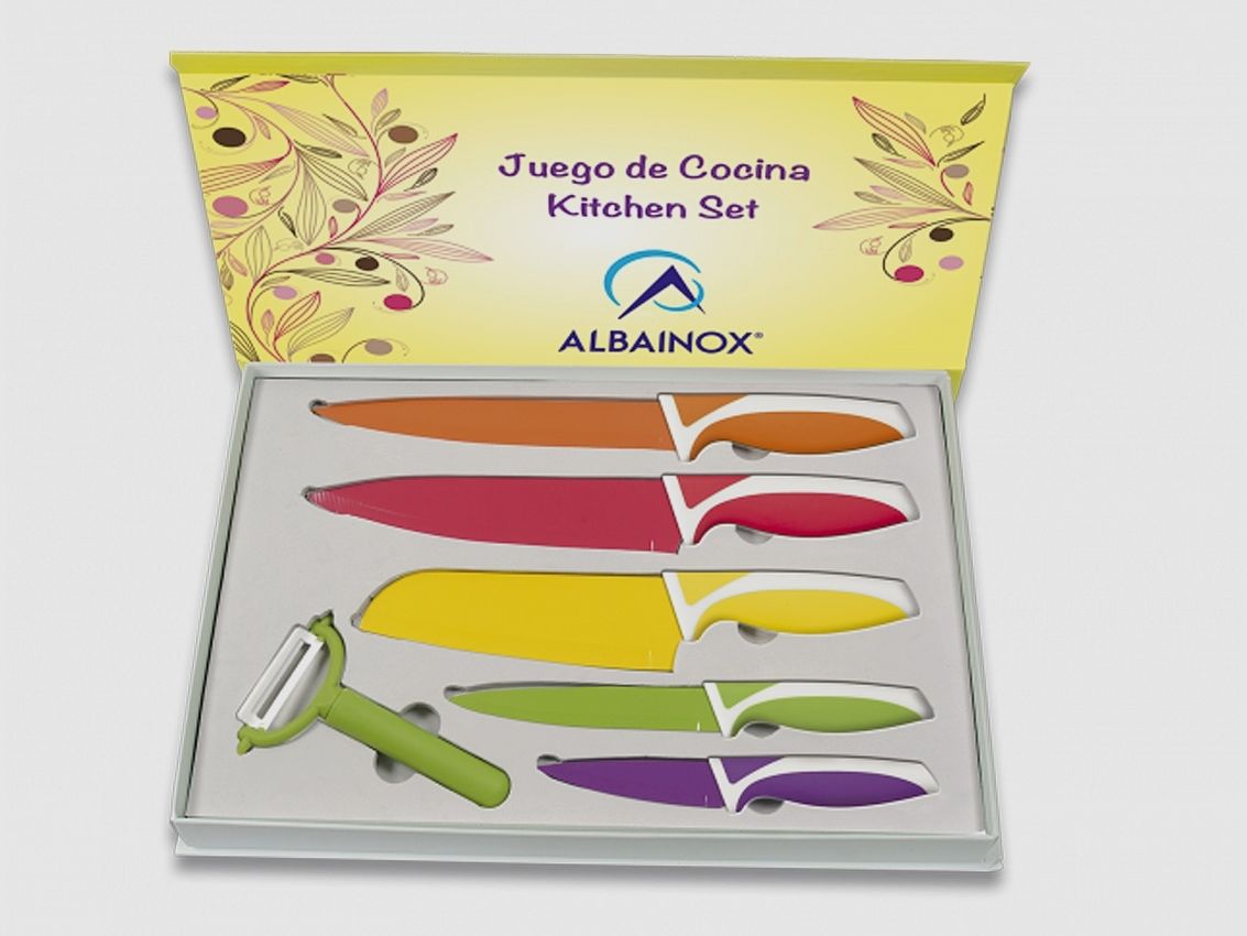 Juego de cuchillos de cocina de 6 piezas cuchillos coloridos con pelador