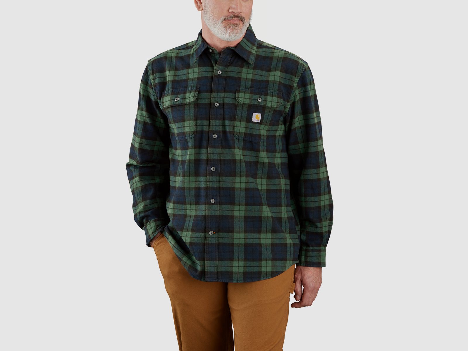 Carhartt kariertes Flanellhemd, Herren, Frosted Balsam, XXL