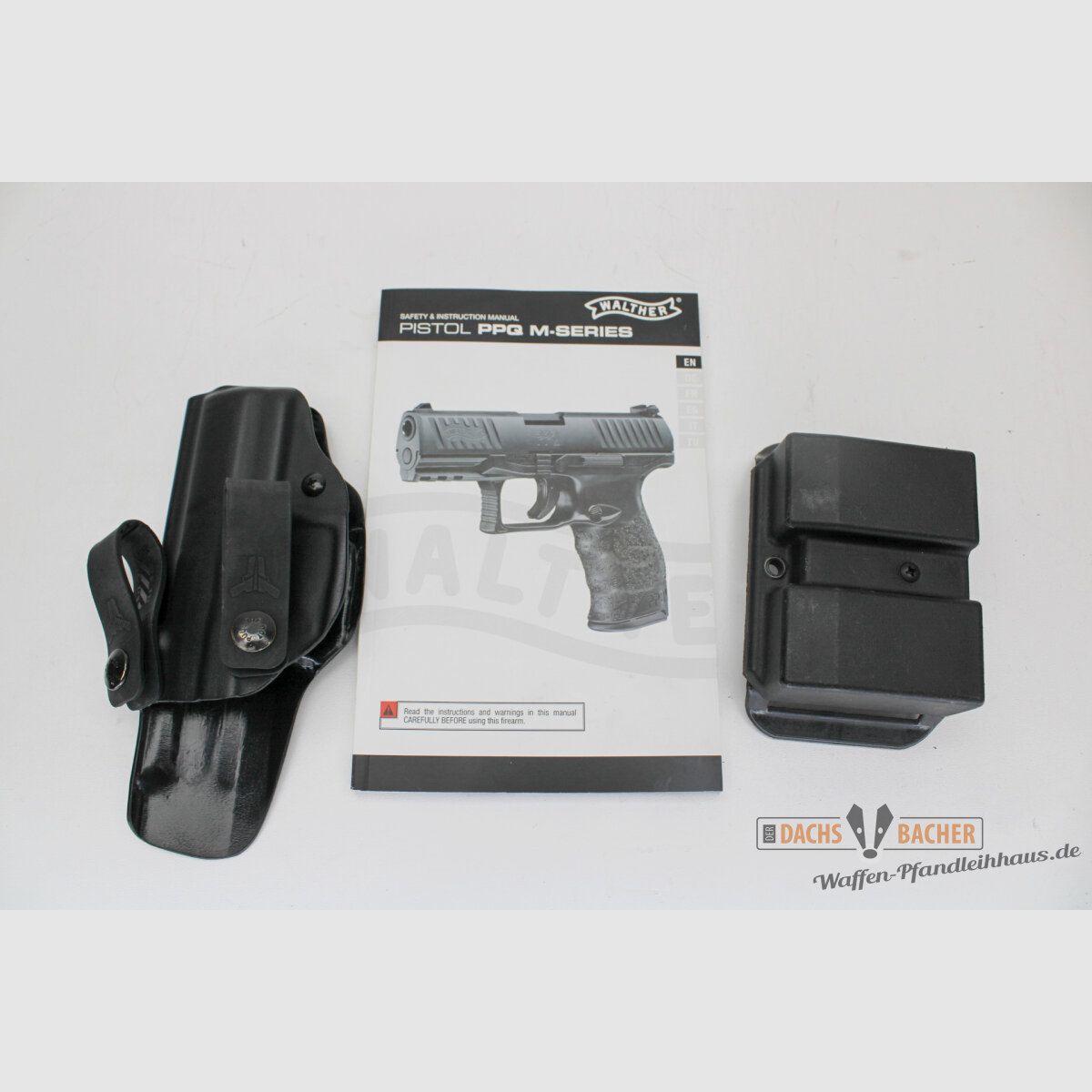 Pistolet Walther PPQ Navy SD kal. 9mm Luger z 7 magazynami i kaburą