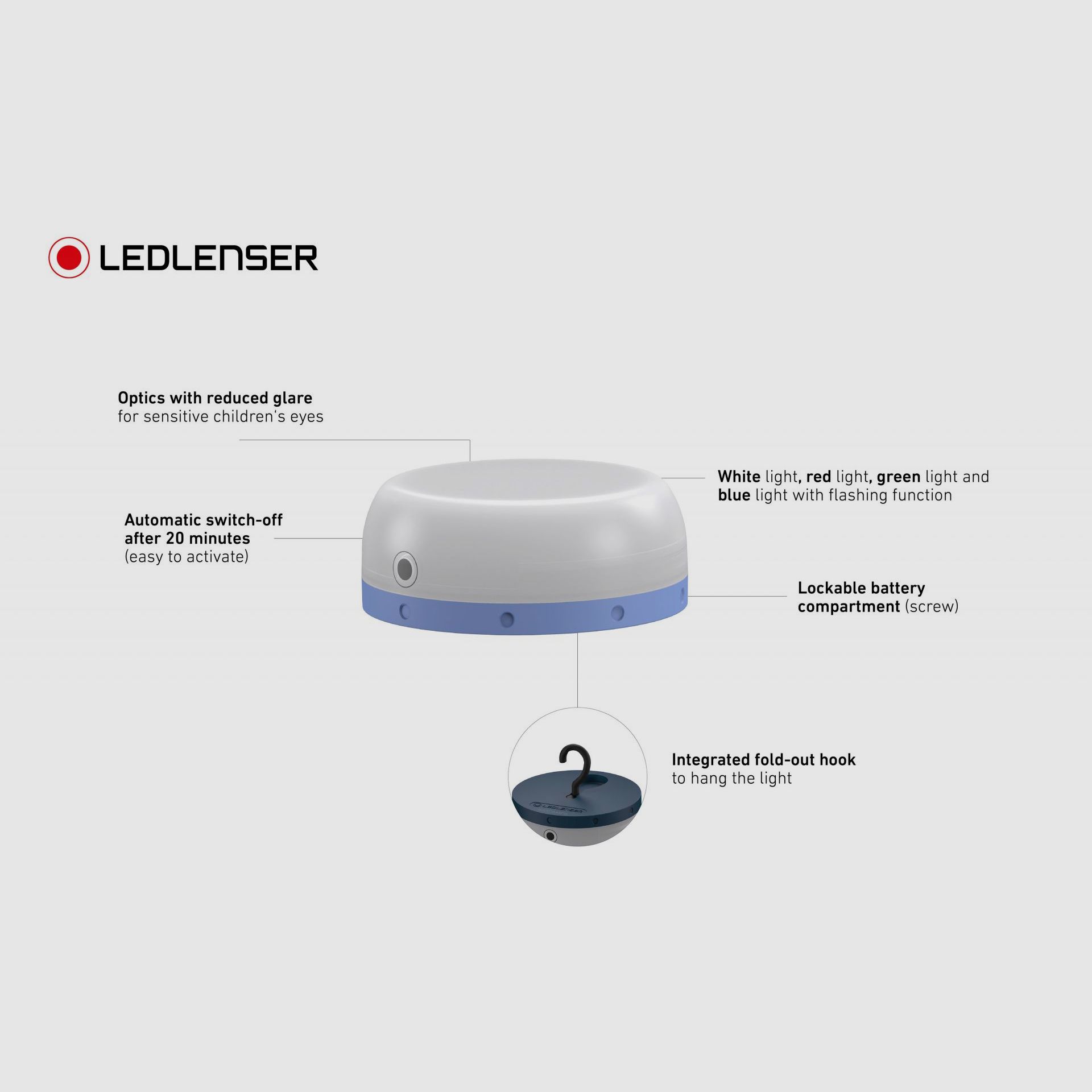 Ledlenser 502753 Kidcamp6 Green Laterne Weiß Rot Grün Blau mit Party-Blinkmodus