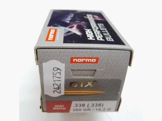 50 Norma Geschosse .338 250 grain, GTX, NEU