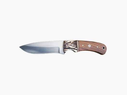 Jagdnicker mit Holz/Horn-Griff - 10 cm Klinge & Lederscheide