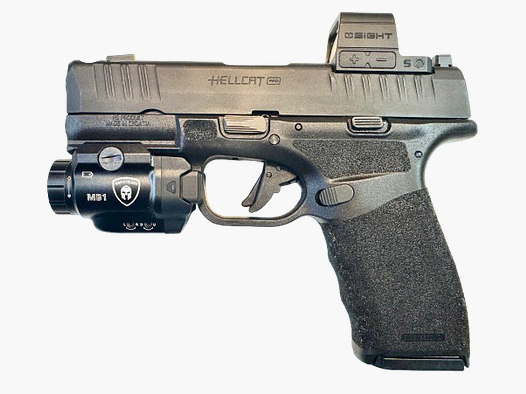 COMBO FCSE FFAA PISTOLA SPRINGFIELD HELLCAT PRO OSP COMP 3,7″ (9MM) FUNDA Y LINTERNA WARRIORLAND Y OPTICA OSIGHT S