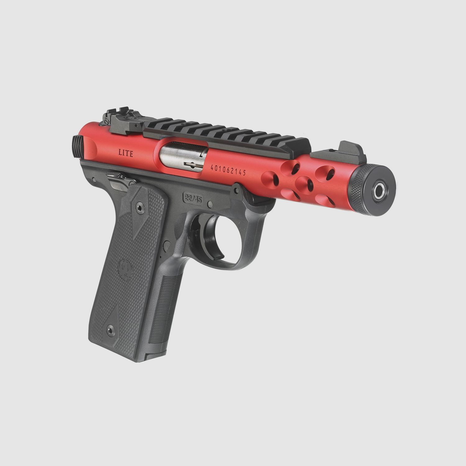 Ruger Mark IV 22/45 Lite .22 LR, 4.40" 1/2"x28, Picatinny, adjustable rear sight, Red Anodized